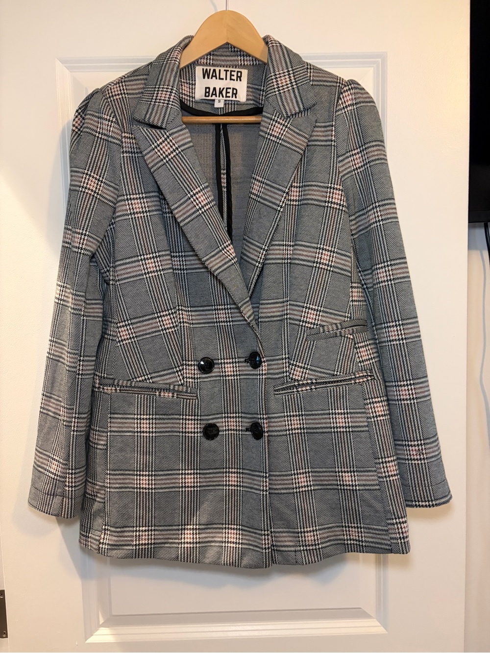 Walter Baker | Women's Gray Plaid Double-Breasted Blazer